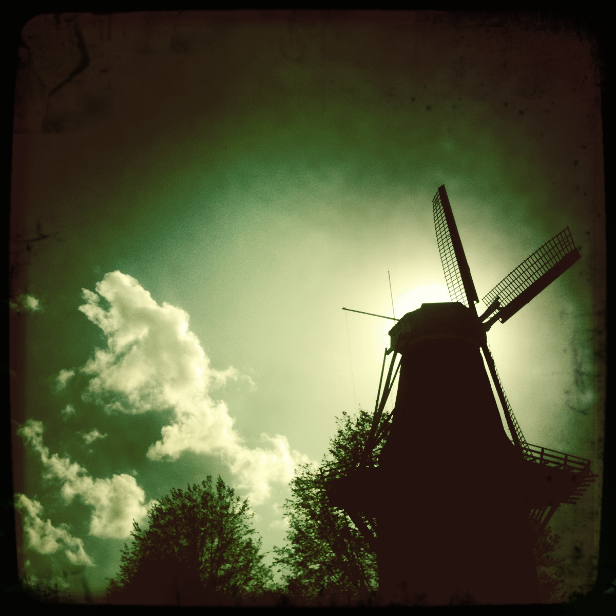 Proud windmill stands Dutch silhouette