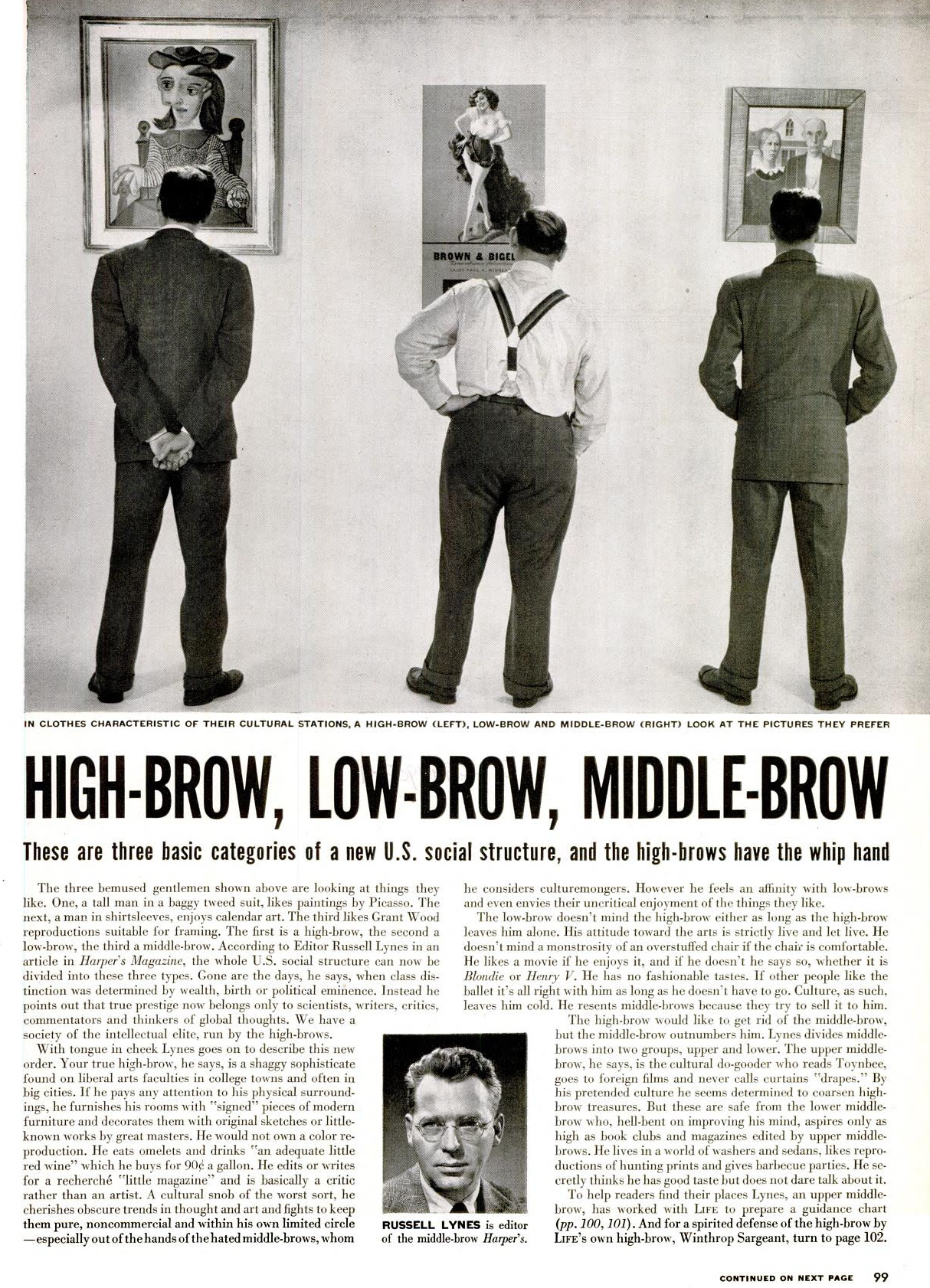 LIFE chart high brow low brow 1949